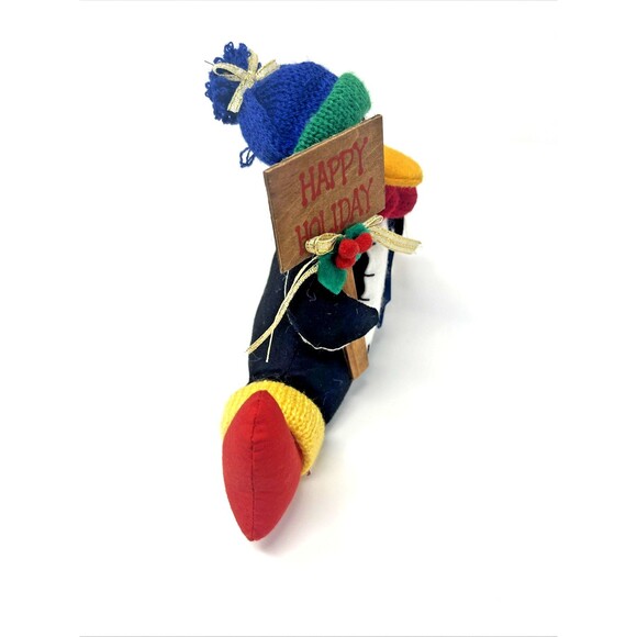 Ganz EX6353 Stuffed/Beans Penguin Splits Happy Holiday Shelf Sitter 6.5"H x 10"W - Picture 7 of 8